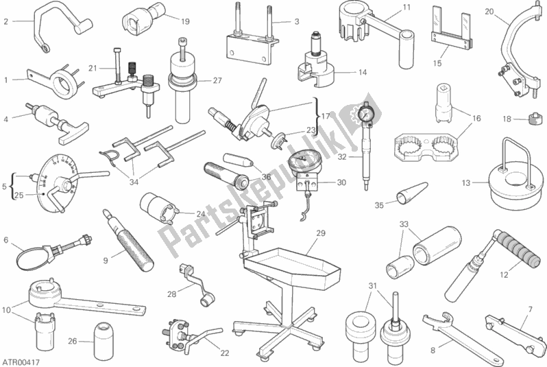 All parts for the Workshop Service Tools (engine) of the Ducati Supersport Thailand 950 2020